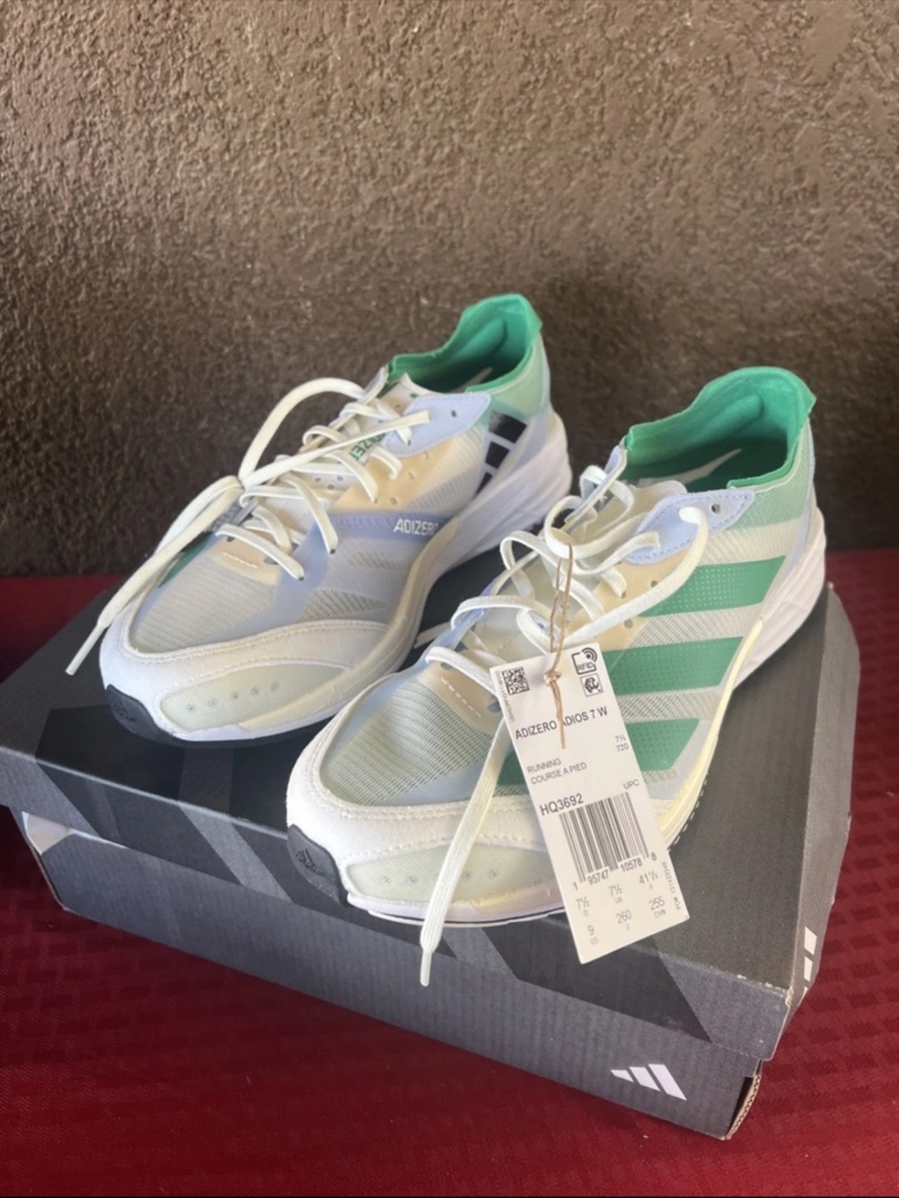 NWT adidas Adizero Lightweight Sneakers White & Mint US Sz 7